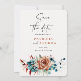 Convites Casamento Laranja Chato e Queimado Salvar Data