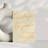 Casamento Laranja Creme Escrita Manual Roteiro Mod