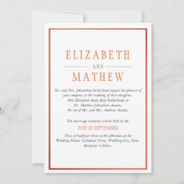 Convites Casamento Laranja de Cobre Branco Elegante