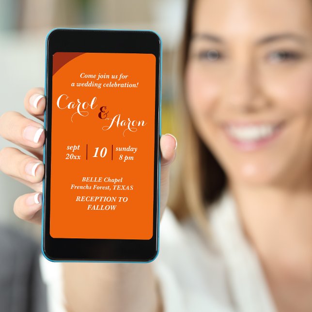 Convites casamento laranja elegante (Criador carregado)