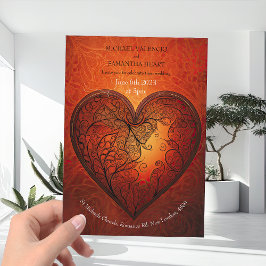 Convites Casamento Laranja Impedido Moderno Queimado