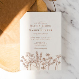 Convites Casamento Laranja Queimado de Boho Wildflower
