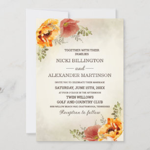 Convites Casamento Laranja Queimado de outono