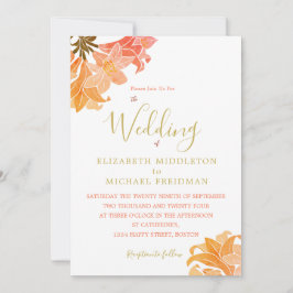 Convites Casamento Laranja Queimado Elegante