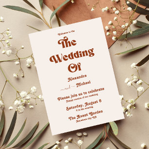 Convites Casamento Laranja Queimado Terracota Boho Retro