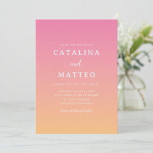Convites Casamento Laranja Rosa de Verão Tropical