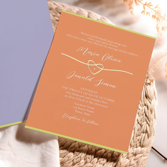 Convites Casamento Laranja Roxo Pastel (Criador carregado)