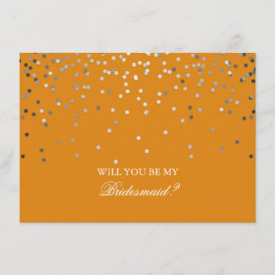 Convites Casamento Laranja Silver Confetti Bridesmaid
