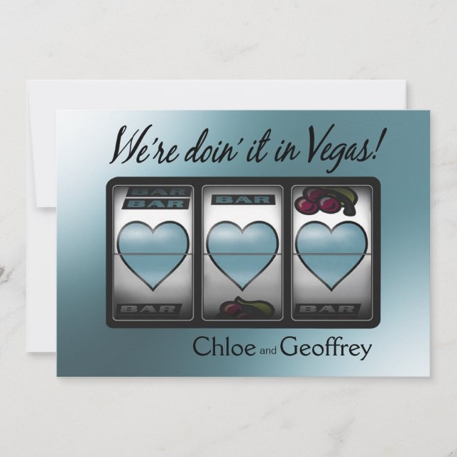 Convites Casamento Las Vegas Jackpot Hearts Caspian (Frente)