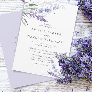 Convites Casamento Lavanda Aquarela Romântica c/Detalhes
