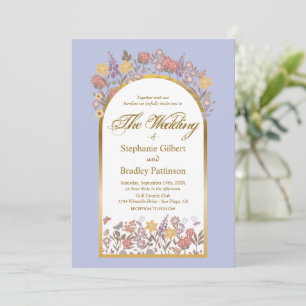 Convites Casamento Lavanda Botânico Floral Elegante