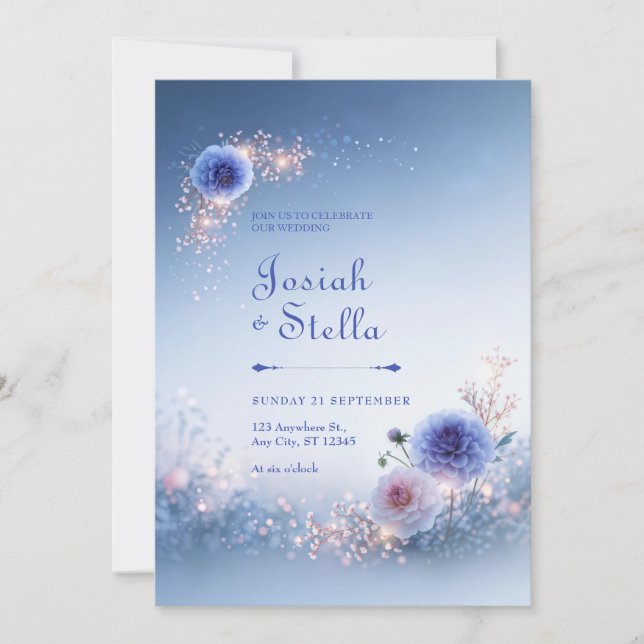 Convites Casamento Lavanda Dahlia Blush (Frente)