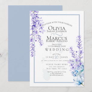 Convites Casamento  Lavanda de aquarela - Florestas Azuis D