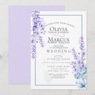 Convites Casamento   Lavanda de aquarelas - Florestas azuis