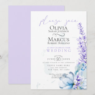 Convites Casamento   Lavanda de aquarelas - Florestas azuis