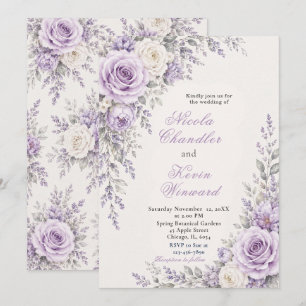 Convites Casamento Lavanda e Marfim