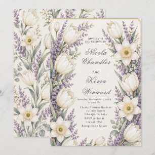 Convites Casamento Lavanda e Marfim