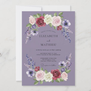Convites Casamento Lavanda Marrom Flor