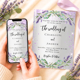 Convites Casamento lavanda prata eucalipto verde flora flor