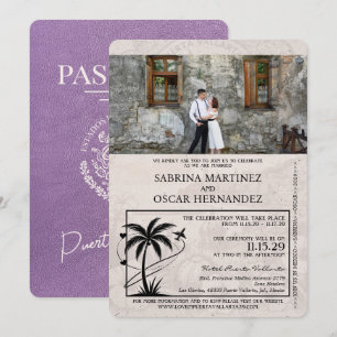 Convites Casamento lavanda Puerta Vallarta Passaporte