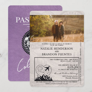 Convites Casamento lavanda Purple Colorado Passport