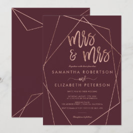 Convites casamento lésbica com rosa dourado vermelho terrár