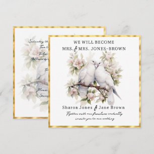 Convites Casamento Lésbico de Duas Pombas Brancas
