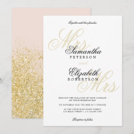 Convites Casamento lésbico de ouro clássico e elegante