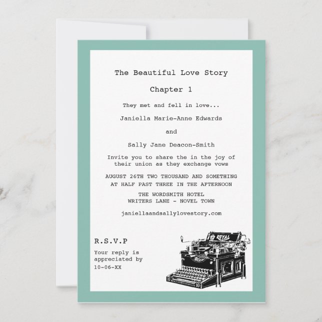 Convites Casamento Lésbico do Escritor Vintage (Frente)