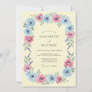 Convites Casamento Leve Azul Caprichoso de Primavera