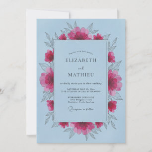 Convites Casamento Leve Azul Inspirador de Primavera