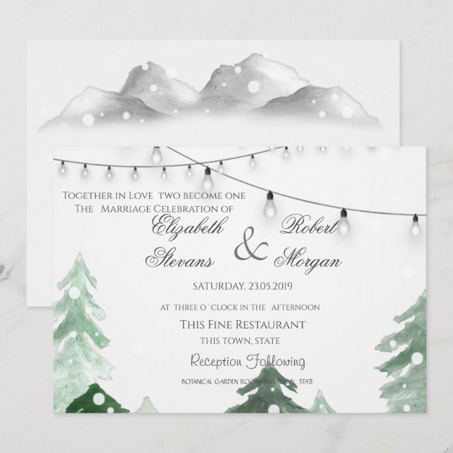 Convites Casamento Leve Da Cadeia Florestal Woodland (Frente/Verso)