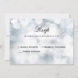 Convites Casamento Leve De Chic Silver Bokeh Rsvp