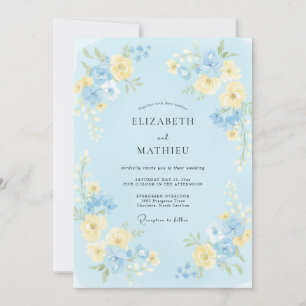 Convites Casamento Leve e Encantador de Primavera Azul Clar