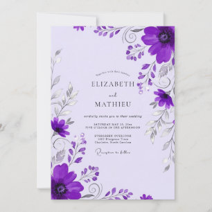 Convites Casamento Leve e Roxo de Primavera