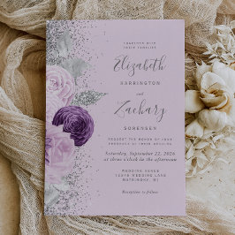 Convites Casamento Lilac De Prata Roxo Floral