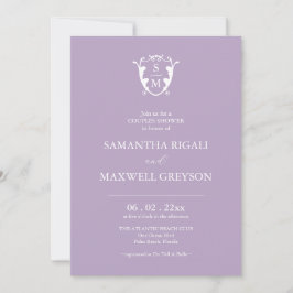 Convites Casamento Lilac Personalizável do Monograma Crest