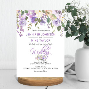 Convites Casamento Lilac Purple Lavanda Floral de Água