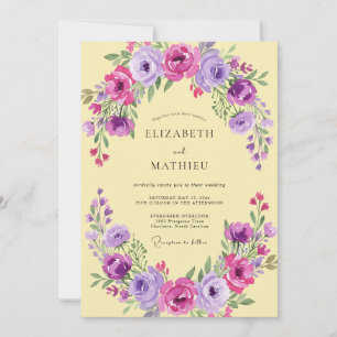 Convites Casamento Lilás Amarelo Ranunculus Eucalipto Silen