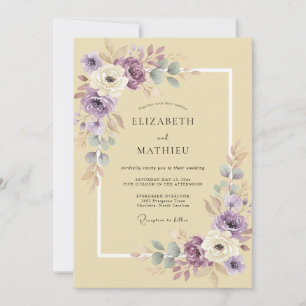Convites Casamento Lilás Amarelo Ranunculus Eucalipto Suave