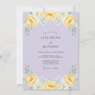 Convites Casamento Lilás Amarelo Ranunculus Poeira de Eucal
