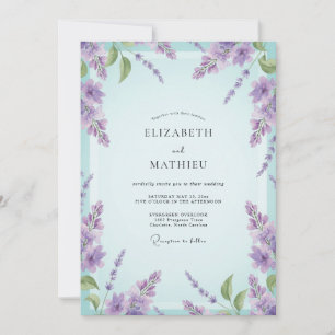 Convites Casamento Lilás Aquático de Wisteria