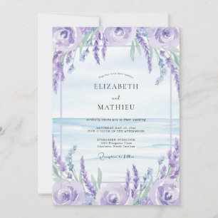 Convites Casamento Lilás de Wisteria à Beira-Mar