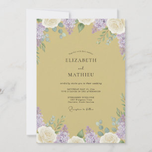 Convites Casamento Lilás Dourado Wisteria