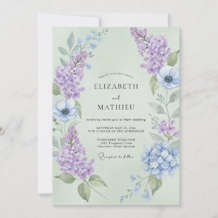 Convites Casamento Lilás Eucalipto Âmexis Azul-Pervinca