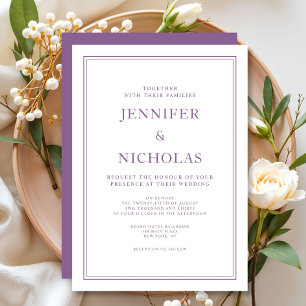 Convites Casamento Lilás Francês Formal Clássico Elegante