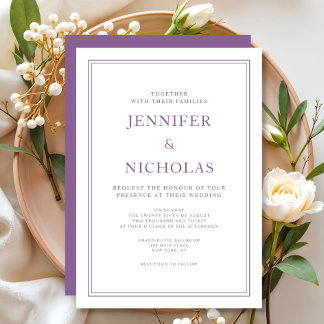 Convites Casamento Lilás Francês Formal Clássico Elegante