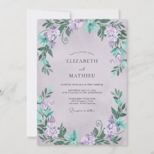 Convites Casamento Lilás Hortelã Wisteria