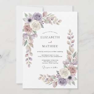 Convites Casamento Lilás Malva Taupe Ranunculus Eucalipto