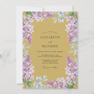 Convites Casamento Lilás Mostarda Silenciado Wisteria
